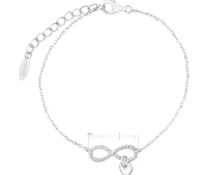 Bransoletka srebrna z cyrkoniami - nieskończoność, serce