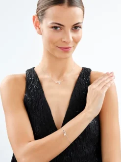 Bransoletka srebrna z cyrkoniami - nieskończoność, serce