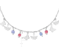 Bransoletka srebrna z cyrkoniami - motyle, miłorzęby