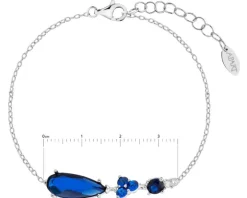 Bransoletka srebrna z cyrkoniami i szlifowanym szkłem