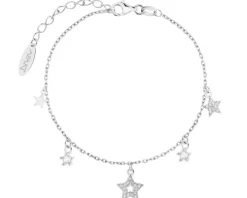 Bransoletka srebrna z cyrkoniami - gwiazdy