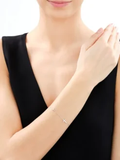 Bransoletka srebrna z cyrkoniami - krzyże