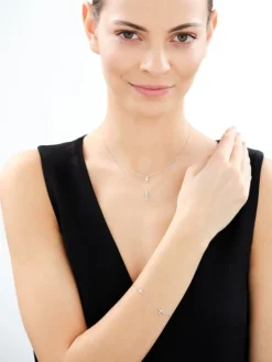 Bransoletka srebrna z cyrkoniami - krzyże