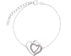 Bransoletka srebrna z cyrkoniami - serca