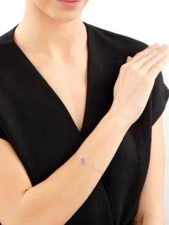 Bransoletka srebrna z cyrkoniami - serca