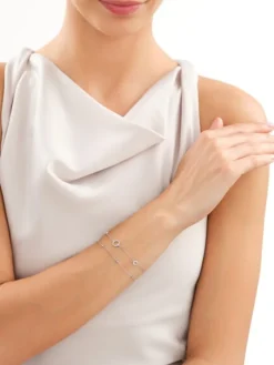 Bransoletka srebrna z cyrkoniami - koła, kulki