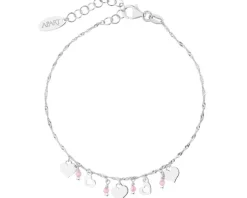 Bransoletka srebrna z cyrkoniami - serca