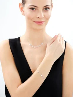 Bransoletka srebrna z cyrkoniami - serca