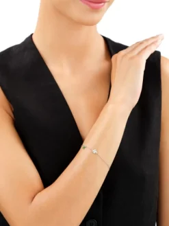 Bransoletka srebrna z cyrkonią - koniczyna