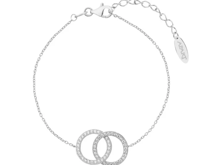 Bransoletka srebrna z cyrkoniami - koła