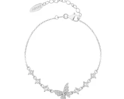 Bransoletka srebrna z cyrkoniami - motyl