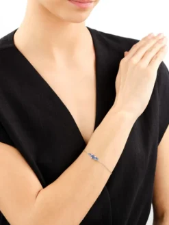 Bransoletka srebrna z cyrkoniami - liście