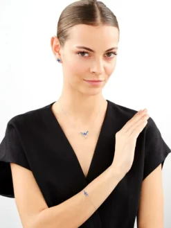 Bransoletka srebrna z cyrkoniami - liście