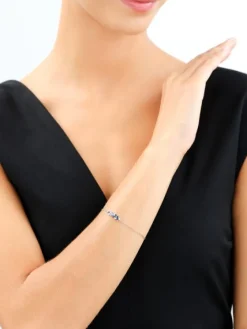 Bransoletka srebrna z cyrkoniami - gwiazdy