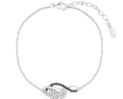 Bransoletka srebrna z cyrkoniami - liście