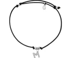 Bransoletka srebrna z cyrkoniami - litera M