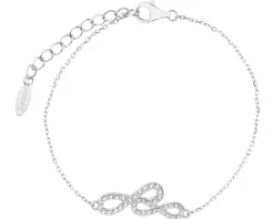Bransoletka srebrna z cyrkoniami - nieskończoności