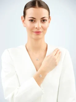 Bransoletka srebrna z cyrkoniami - serce, łapka