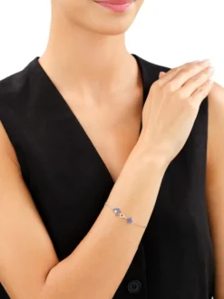 Bransoletka srebrna z cyrkoniami - Księżyc, gwiazdy