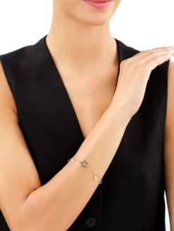 Bransoletka srebrna z emalią - gwiazdy, koła