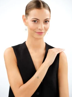 Bransoletka srebrna z emalią - gwiazdy, koła