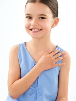 Bransoletka srebrna z emalią - serca, kulki