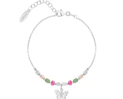 Bransoletka srebrna z masą perłową - motyl