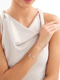 Bransoletka srebrna z masą perłową - motyl