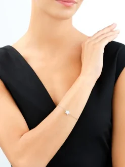 Bransoletka srebrna z masą perłową i cyrkoniami - gwiazdy