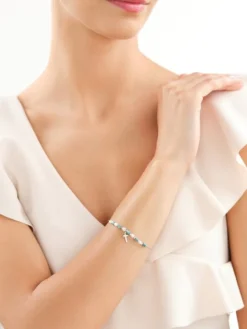 Bransoletka srebrna z masą perłową - krzyż