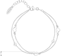 Bransoletka srebrna z perłami - serca
