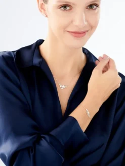 Bransoletka srebrna z perłami i cyrkoniami