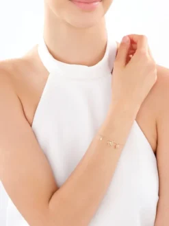 Bransoletka srebrna z perłą i cyrkoniami - motyle