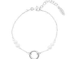 Bransoletka srebrna z perłami - koło