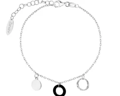 Bransoletka srebrna ze szlifowanym szkłem - koła