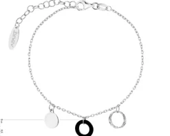 Bransoletka srebrna ze szlifowanym szkłem - koła