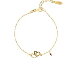 Bransoletka srebrna ze szlifowanym szkłem - serca