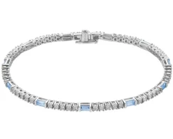 Bransoletka z białego złota z brylantami i topazami - próba 585