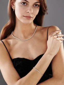 Bransoletka z białego złota z brylantami - 18 cm - 0,30 ct - próba 585