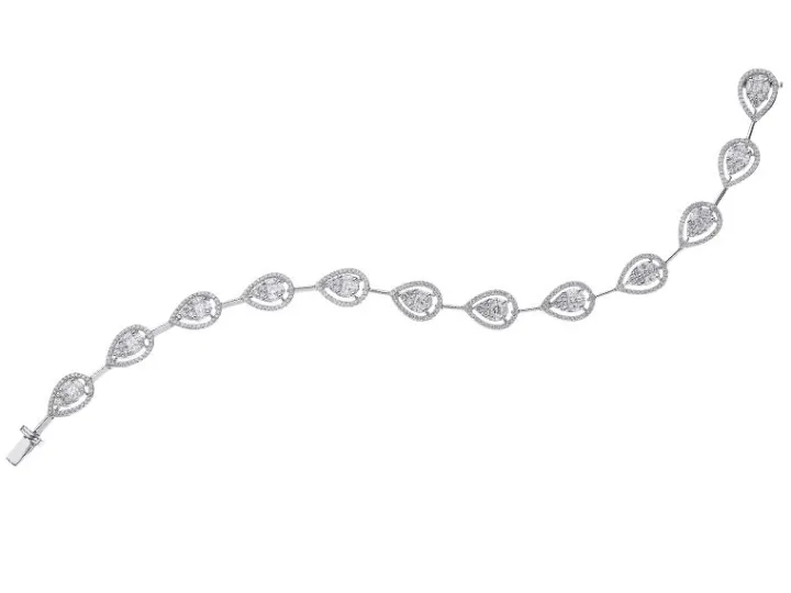 Bransoletka z białego złota z diamentami - 18 cm - 3,09 ct - próba 585