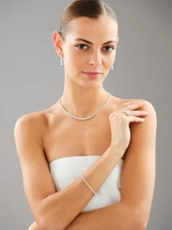 Bransoletka z białego złota z brylantami laboratoryjnymi - 18 cm - 3,00 ct - próba 750