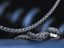 Bransoletka z białego złota z brylantami i szafirami - próba 585