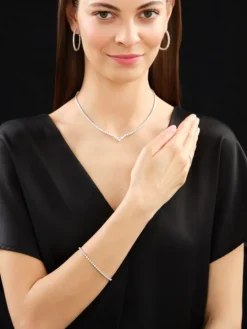 Bransoletka z białego złota z brylantami - 19 cm - 0,76 ct - próba 585