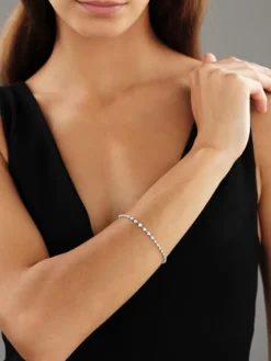 Bransoletka z białego złota z brylantami - 18 cm - 0,60 ct - próba 750