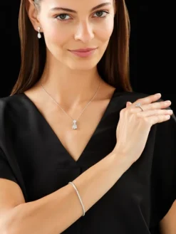 Bransoletka z białego złota z brylantami - 18 cm - 1,00 ct - próba 585