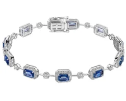 Bransoletka z białego złota z brylantami i szafirami - próba 750