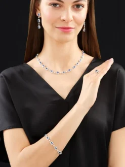 Bransoletka z białego złota z brylantami i szafirami - próba 750