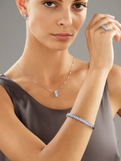 Bransoletka z białego złota z diamentami i tanzanitami - próba 585