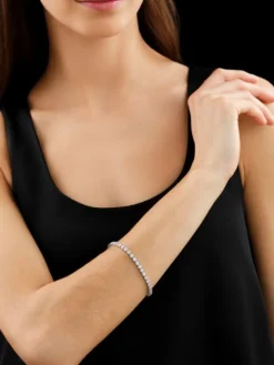 Bransoletka z białego złota z brylantami - 18 cm - 1,10 ct - próba 585