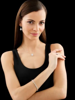 Bransoletka z białego złota z brylantami - 18 cm - 1,10 ct - próba 585